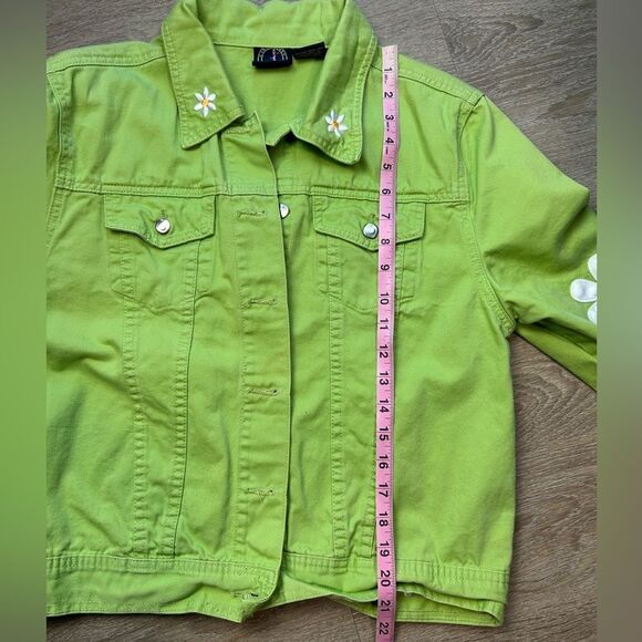 LIGHTHOUSE APPAREL | Vintage Daisy Lime Green Jacket Size Medium - Picture 6 of 8